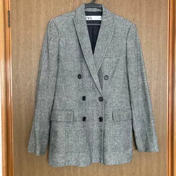 ZARA 더블 브레스트 더블 테일러드 자켓 글렌체크 체크