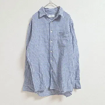 유니클로 UNIQLO S 깅엄 체크 셔츠 긴팔 코튼 블루