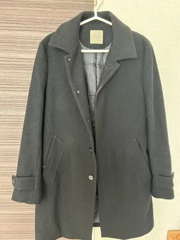 블랙 울 혼방 체스터 코트