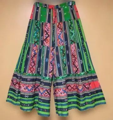 에스닉 아프리칸 패턴 플레어 팬츠 가우초 팬츠 와이드 팬츠