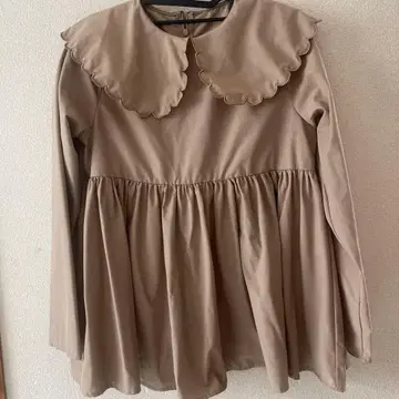 Fitmore*베이지 스캘럽 칼라 긴팔 블라우스