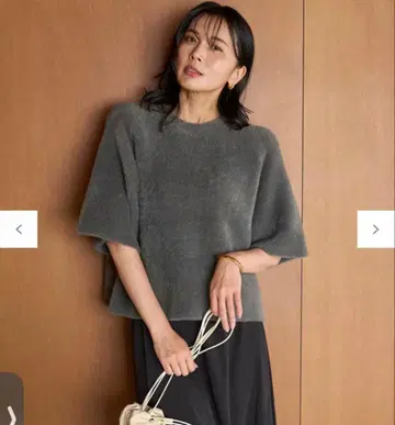 나일론 샤기 하프 슬리브 풀오버