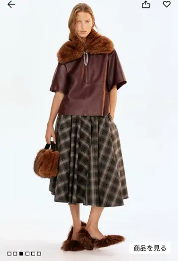 H&M 체크 무늬 플레어 스커트