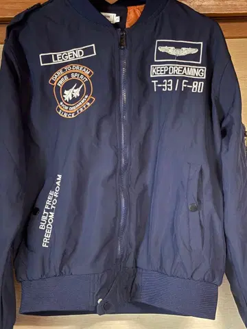 밀리터리 자켓 MA-1 플라이트 자켓 자수 남성용 XL 네이비