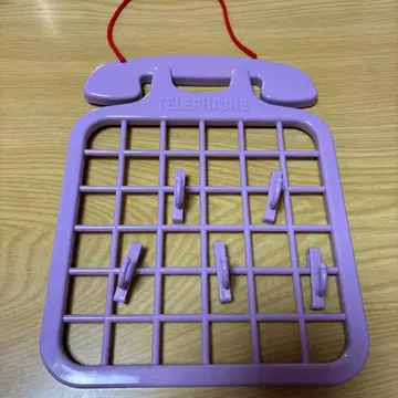 미사용 쇼와 레트로 전화기 행거 후크 포함 보라색 팬시 수납 보드
