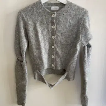 그레이 울 혼방 가디건 긴팔