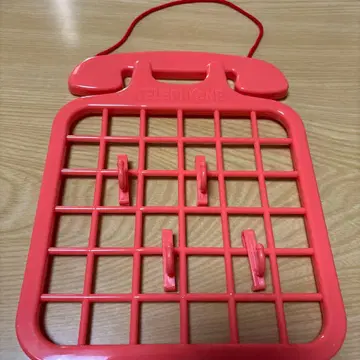 미사용 쇼와 레트로 전화기 행거 후크 포함 오렌지 팬시