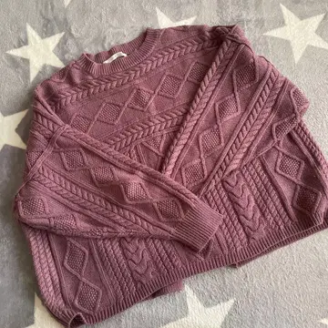 KBF 케이블 니트 퍼플 스웨터