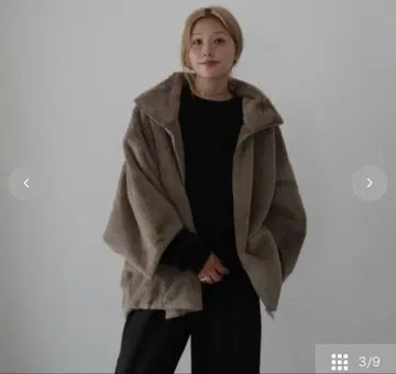 새상품 시마무라 hideka 퍼 지퍼 블루종 베이지 M