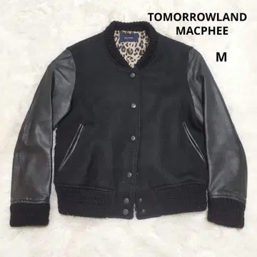 TOMORROWLAND MACPHEE 램 가죽 레오파드 바시티 자켓 M