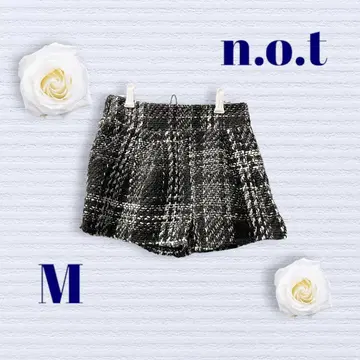 n.o.t 숏팬츠 허리밴딩 체크 블랙 x 화이트 M 사이즈 안감 부착