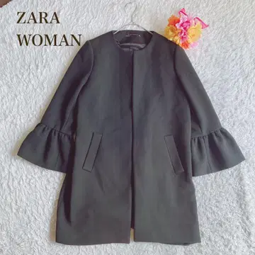 자라 우먼 [ M ] 블랙 노카라 자켓 소매 프릴 겉옷