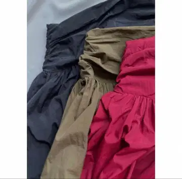 room306 나일론 개더 스커트 플레어 스커트 카키