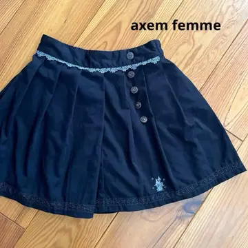 axem femme 자수 플리츠 큐롯 블랙
