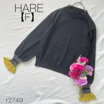 하레 캔디 슬리브 니트 시크 소매 라메 HARE 블랙 x 금 [ F ]