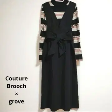 Couture Brooch 점프 스커트 38 grove 보더 니트 L