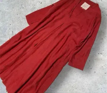 빅 사이즈! 08Mab 마브 고급 린넨 100 원피스 레드 원 플리츠