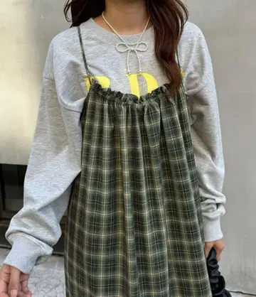 선착순!! 체크 개더 원피스