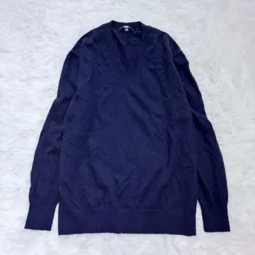UNIQLO 캐시미어 100% 네이비 V넥 니트 XXL 빅 사이즈