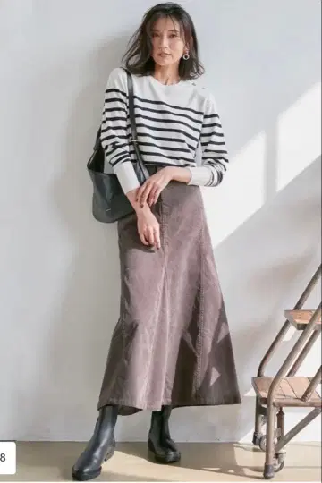 SLOW 스트레치 코듀로이 고아드 스커트