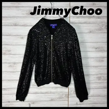 [ Jimmy Choo ] 스팽글 지퍼 블루종 자켓 블랙 XS