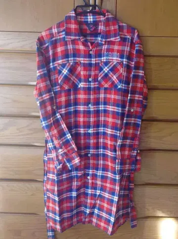 XGIRL 체크 무늬 롱 셔츠 원피스