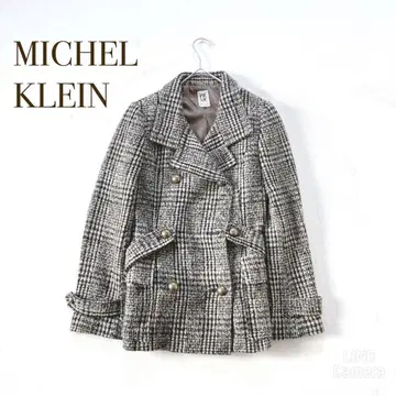 미쉘클랑 [ M ] 코트 체크 무늬 테일러드 벨티드 소두 안감 있음