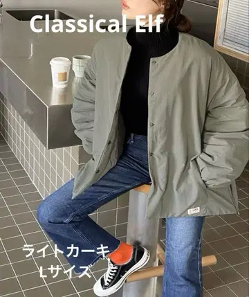 [ JaVa 콜라보 ] 사이드 지퍼 노카라 블루종 라이트 카키 L