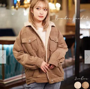 GORGE 골지 봄버 자켓 코듀로이 보아 자켓 브라운