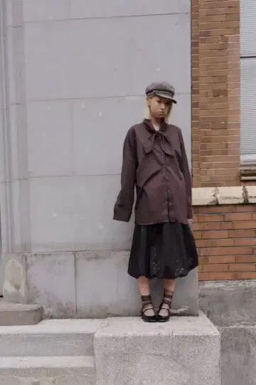 포플린 스카프 셔츠