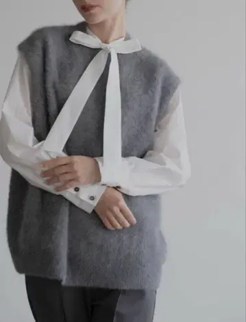 OHGA 폭스 니트 베스트 그레이