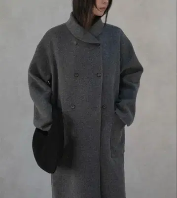 OHOTORO 라운드 더블 코트 그레이