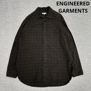 새상품급 엔지니어드 가먼츠 현행 야마포켓 워크 셔츠 체크 카키