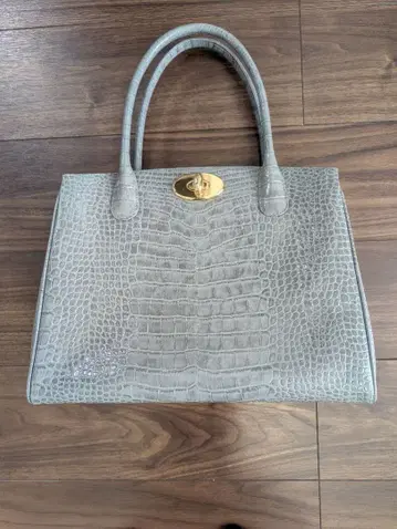 하마노 HAMANO 그레이 크로커다일풍 핸드백