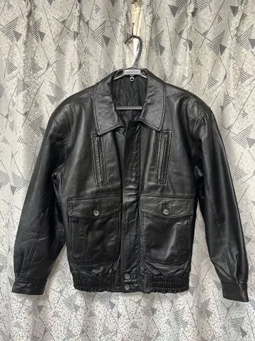 블랙 가죽 라무 가죽 점퍼 블루종