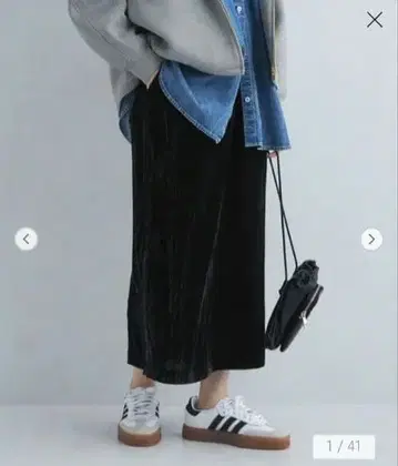 그린 레이블 릴랙싱 와셔 벨로아 스커트 블랙