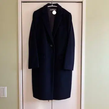 theory luxe 네이비 롱 체스터 코트