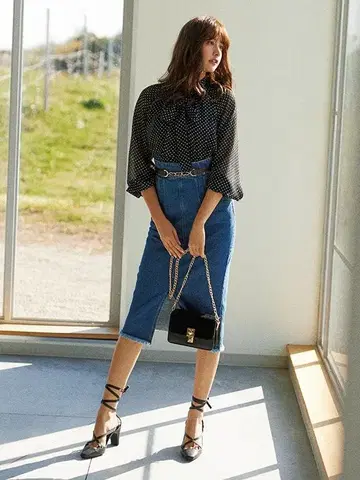 Apuweiser-riche 데님 프린지 스커트