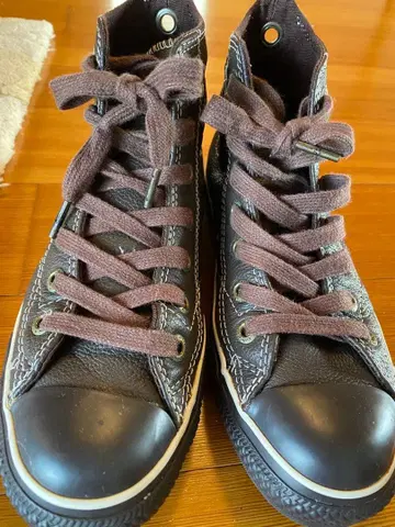 Converse 천연 가죽 컨버스 다크 브라운 하이컷 스니커즈