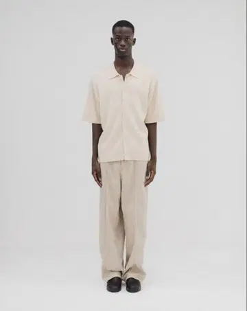 BESLOW STANDARD 베이지 하프 슬리브 니트 셔츠 익명 배송