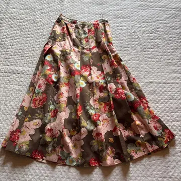 빈티지 꽃무늬 플리츠 롱 스커트