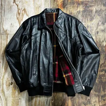 80s 숏 가죽 자켓 블랙 리브 VINTAGE 일본제