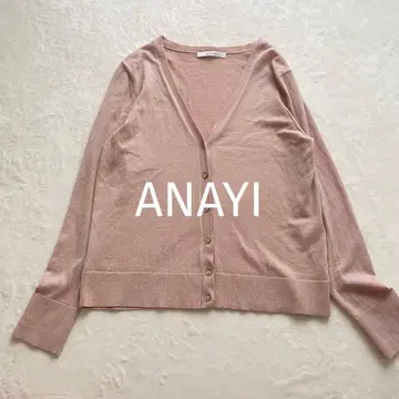 아나이 ANAYI 가디건 핑크 M 골드 버튼 V넥 울