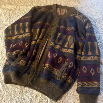 빈티지 80s~90s 구제 의류 기하학 패턴 가디건 울 혼방