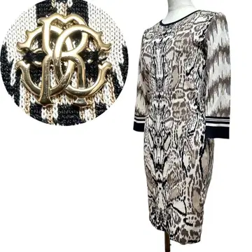 레어 로베르토 카발리 실크 혼방 롱 드레스 원피스 올 패턴 자수