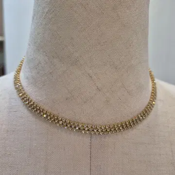 골드 스톤 부착 목걸이 약 37cm