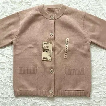 새상품 무인양품 [ M ] 워셔블 니트 크루넥 가디건 라이트 핑크