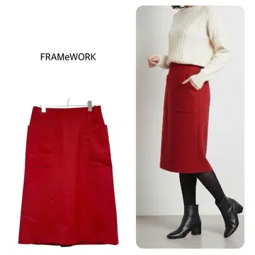 FRAMeWORK 프레임워크 빅 포켓 타이트 스커트 레드 38