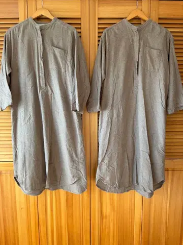 무인양품 플란넬 쿠르타 여성 L 브라운 세트