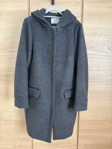 IENA 후드 부착 차콜 그레이 울 코트